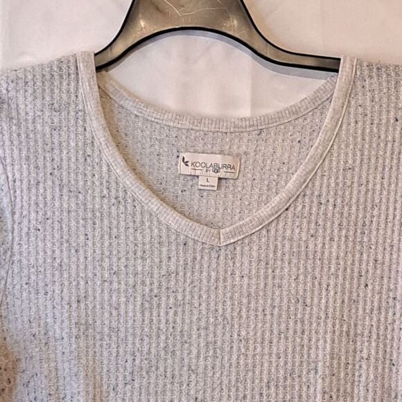 Koolaburra By Ugg Women's Grey Flecked Waffle Knit V-Sweater Top Causal Large - Picture 4 of 13